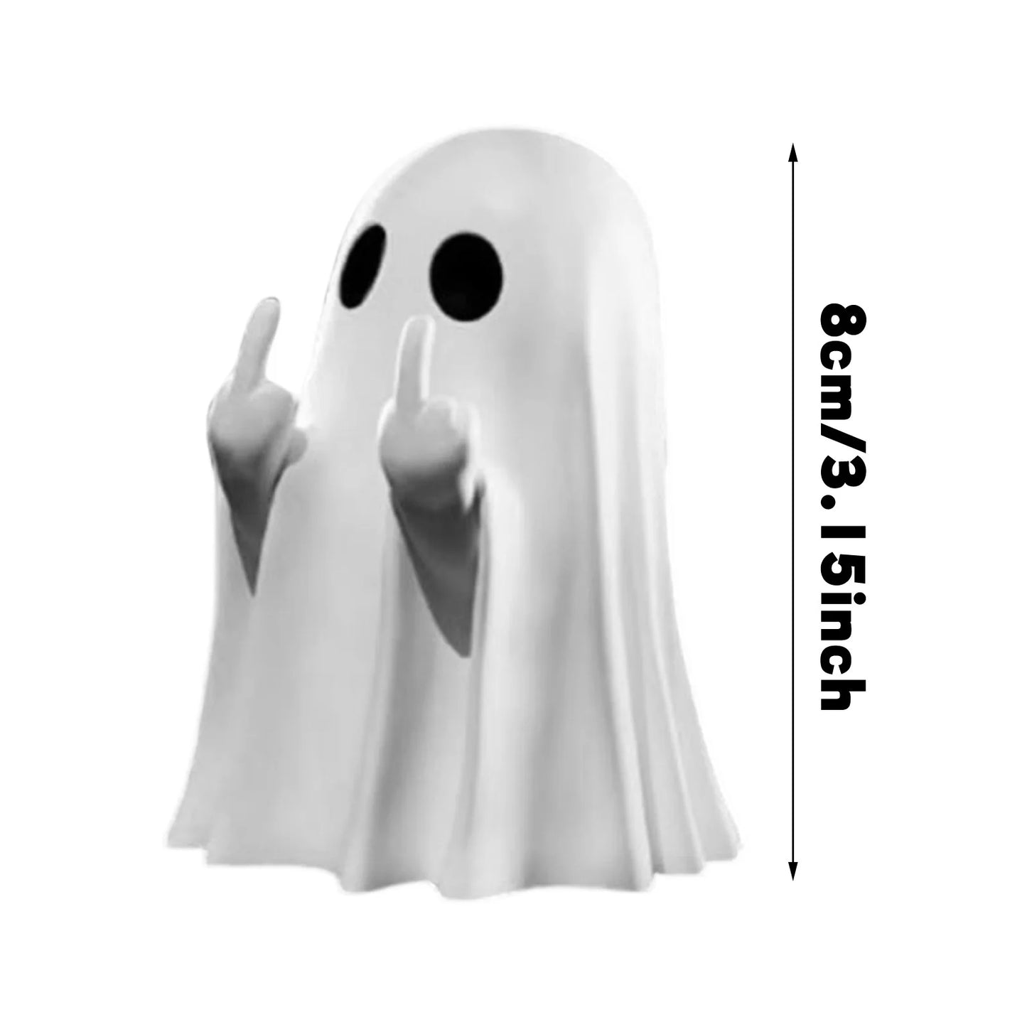 Halloween Ghost Figurine - Spooky Finger Ghost Statue, Cute Finger Ghost Decor for Halloween Decorations, Porch and Indoor Spooky Home Decor (White)